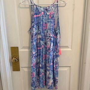 Lilly Pulitzer Pink and Blue Tropical Print dress / coverup